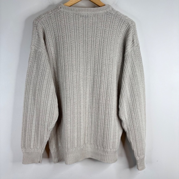 Vintage 90s St Johns Bay Fisherman Sweater XL Ramie Cotton Grey Coastal Fall - Picture 2 of 9